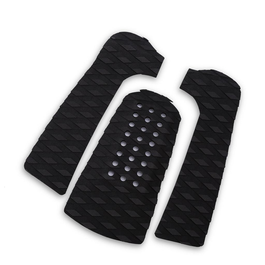 3Pcs Surfing Surfboard Anti Slip Traction Pad Tailpad Deck Grip (Black)