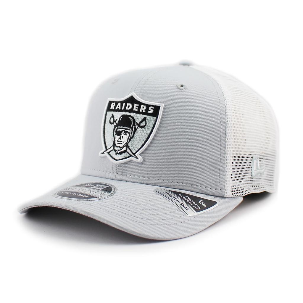 New Era 9SEVENTY Stretch Snapback Las Vegas Raiders NFL Mesh Stretch Snapback LAS VEGAS RAIDERS American Football 970 Cap, Cap, Grey, Hat, [Used]
