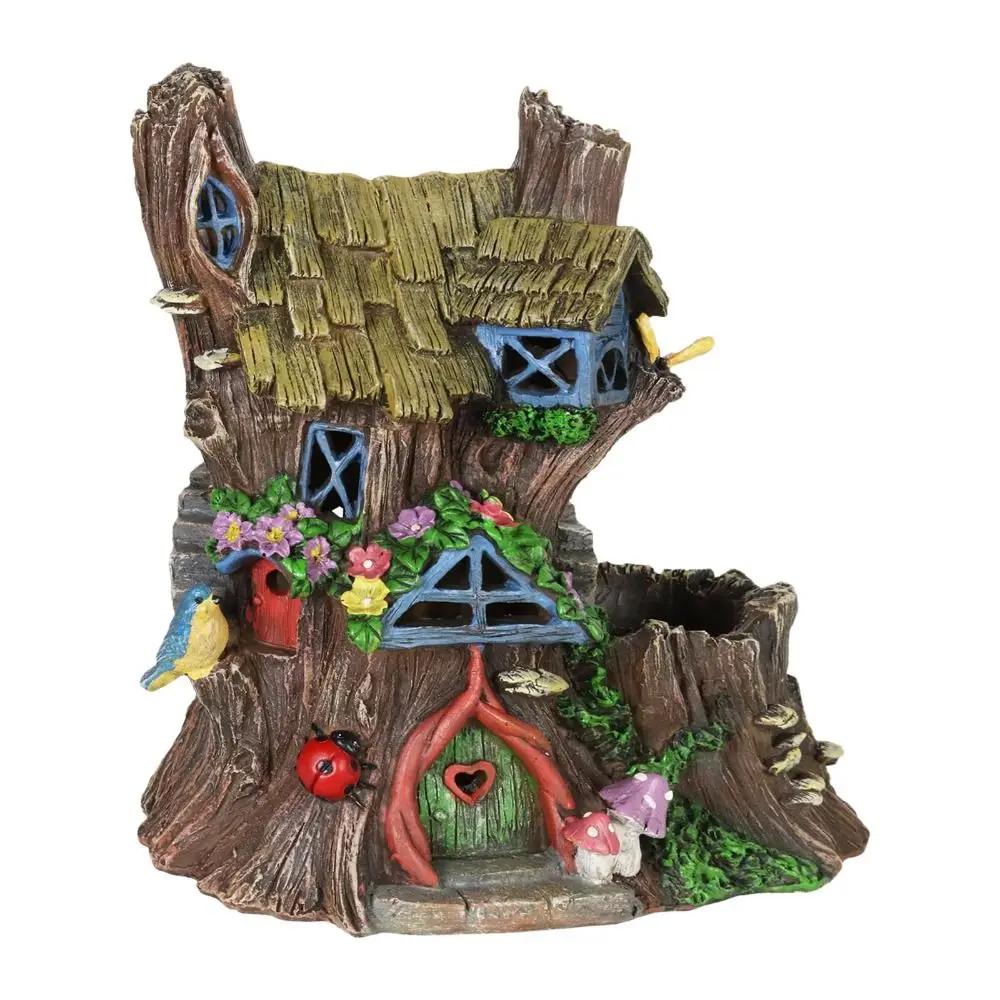 Graverad Design Trä Miniatyr Älva Tomte Älvdörr Fönster Dörr Figurer Gräsmatta Prydnad Trädgårdsdekoration Utomhus Barnpresent