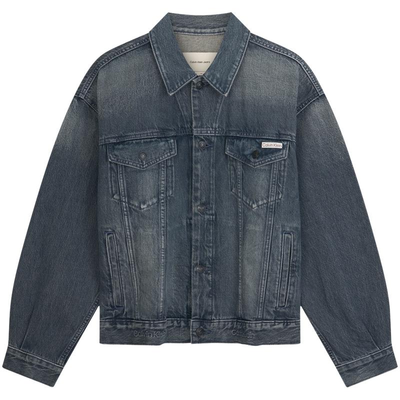 Calvin Klein Classic Label American Vintage Cotton Gray Shell Denim Jacket Men jackets 4RF723G XS