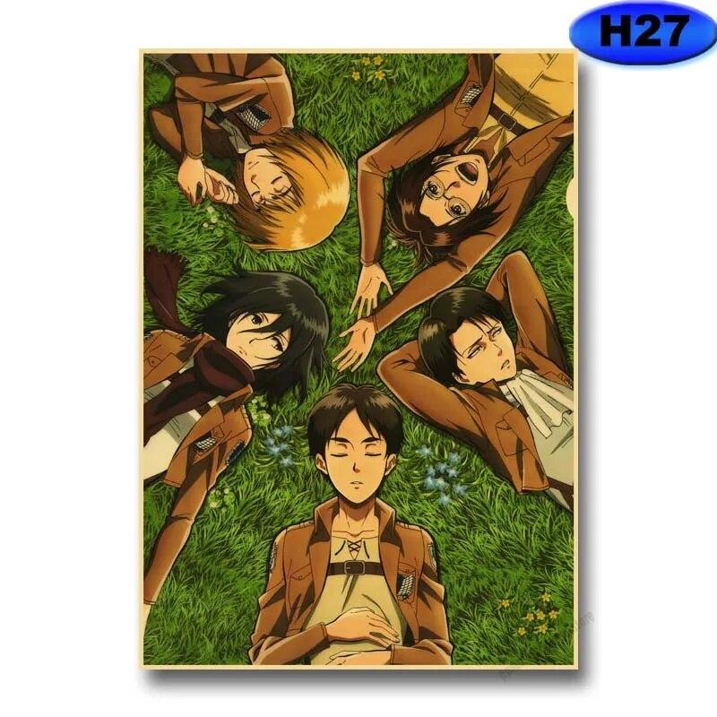 Attack on Titan Staffel 4 Poster Retro Kraftpapier Poster Wandaufkleber Home Anime Dekor Arbeitszimmer Bar Café Wandkunst Gemälde