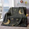 2026 New Arrivals Celestial Star And Moon Print Flannel Blanket Soft All-Season Throw for Couch, Office Nap, Travel Perfect Gift for Friends, Dark Bac
