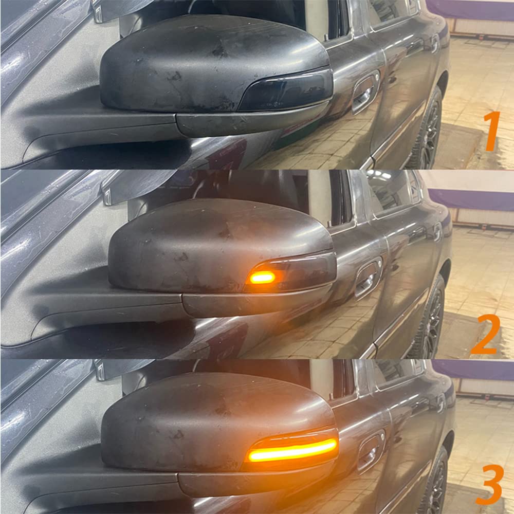 2Pcs Led Dynamic Turn Signal Lights Sequential Yellow Lights Black Shell Side Mirror Reflector Compatible For Volvo C30 S80 S40 V70 S60