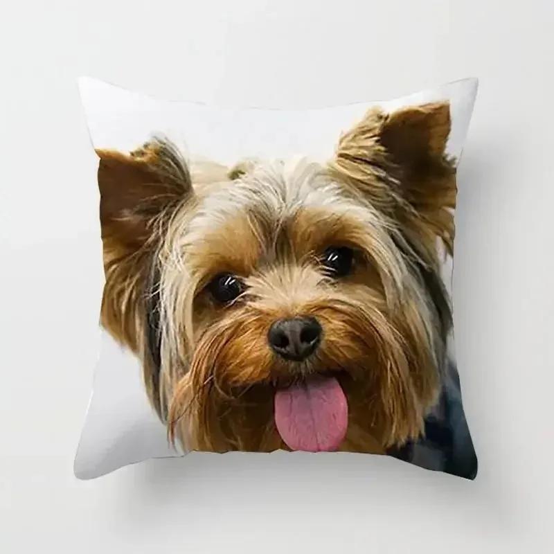 VIKAMA Yorkshire Dog Hd Pillow Case Cute Pet Print Detachable Washable Pet Style Living Room Sofa Bedroom Pillow Case