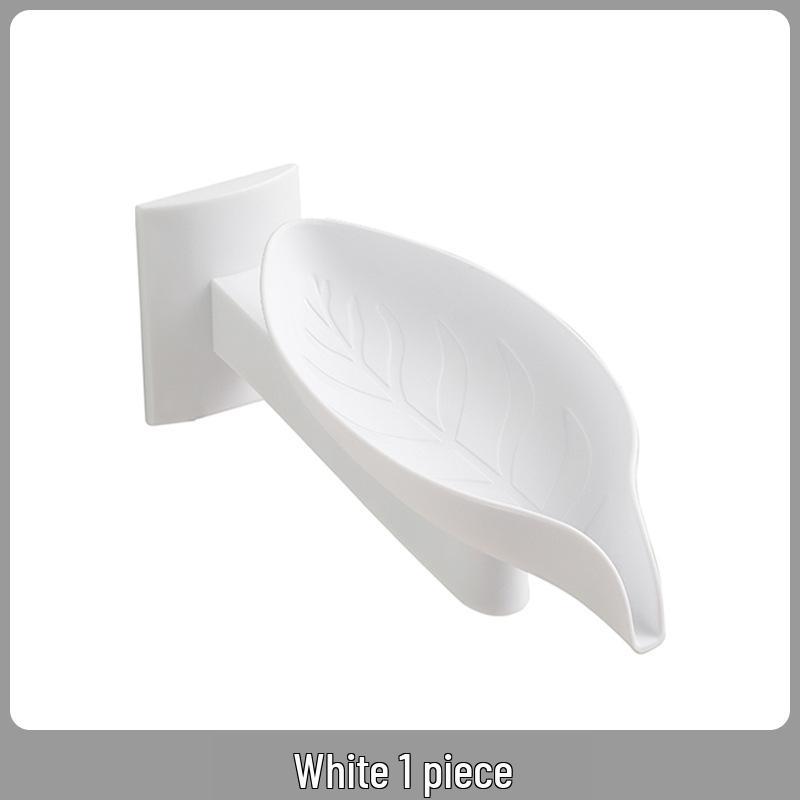 Rotatable No-Drill Wall-Mounted Leaf Soap Dish Holder with Drainage