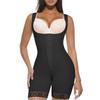 Plus Size Waist Cincher Bodysuit with Shoulder Straps, Button Closure, and Crotch Zipper for Tummy Control.
