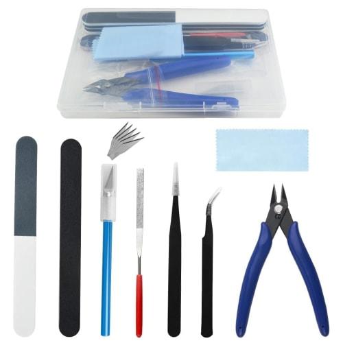 WMYCONGCONG Plastic Model Tool Kit, 10-Piece Beginner's Tool Set, Modeler's Knife (5 Replacement Blades), Thin-Blade Nippers, File, Precision Tweezers