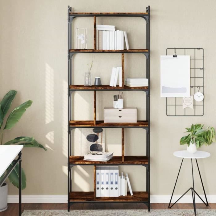 VidaXL Bibliothèque 6 niveaux chêne fumé 76x32x192cm bois d'ingénierie 833947