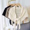 Triangle Shape Stripe Knitted Shawl Terylene Shoulder Scarf Sweet Striped Cutout Cape  Autumn