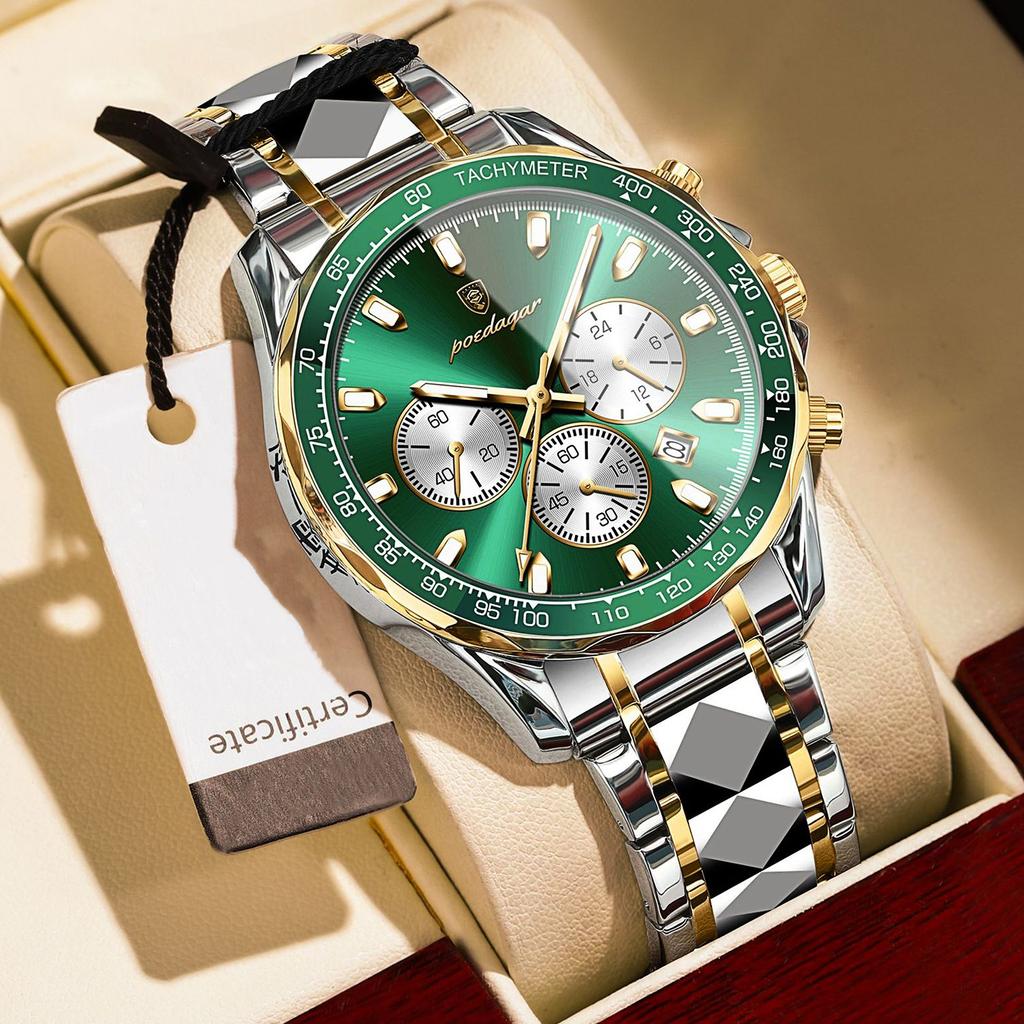 Men's Multifunctional Three Eye Chronograph Watch Multi Functional Waterproof Luminous Calendar Quartz Watch Holiday Gifts Men's Exquisite Gift Watch