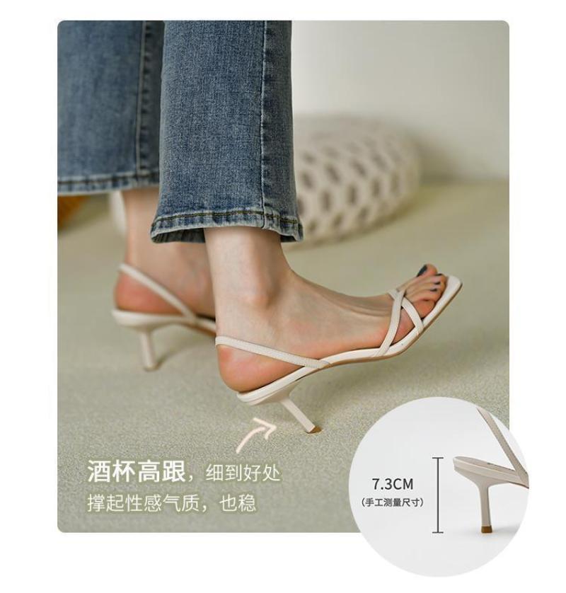 Sandały damskie z odkrytymi palcami Sandały damskie Letnie Eleganckie Damskie Buty na Niskim Obcasie Casualowe Damskie Sandalia Cienkie Wysokie Obcasy