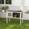 Wooden Guinea Pig Hutch, Small Animal Cage with Slide-out Tray, Openable Asphalt Roof, 84 x 43 x 70cm, Brown
