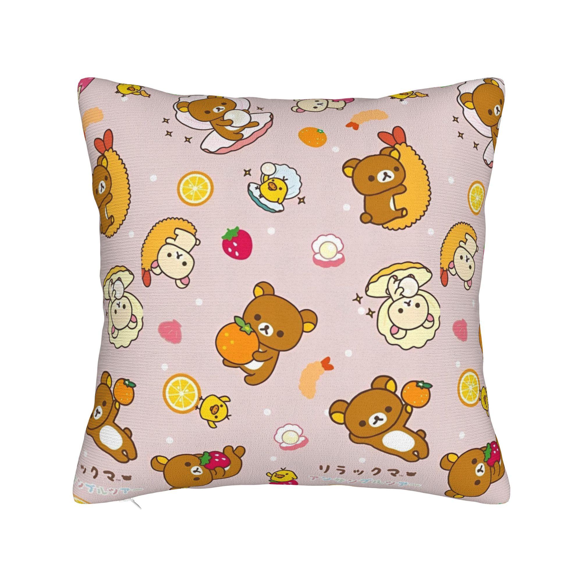 

Cartoon Rilakkumas Cartoon Bear Throw Pillow Cover Polyester Throw Pillow Funny Pillowcase 30x30cm 12x12in
