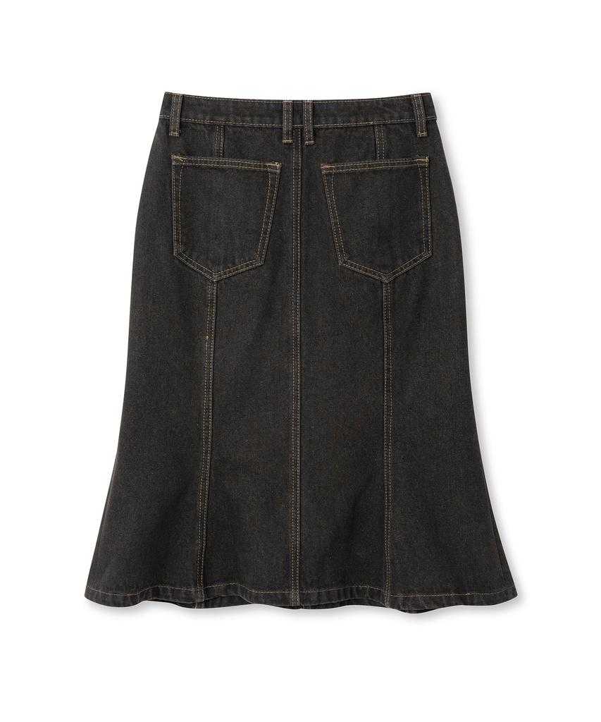 Milo Woman Vintage Denim Flare Skirt [Vintage Brown]