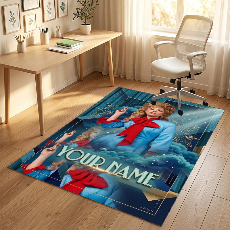 Personalized Crystal Velvet Carpet,Lady Gaga Custom Printed Name, Plush Area Rug For Home Indoor Decor