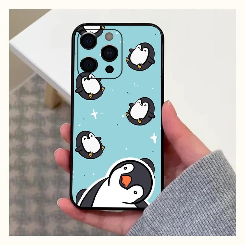 Penguin Kawaii Cute Cartoon Phone Case For Apple iPhone 15,14,13,12,11,Pro,X,XS,Max,XR,Plus,Mini Soft Black Cover