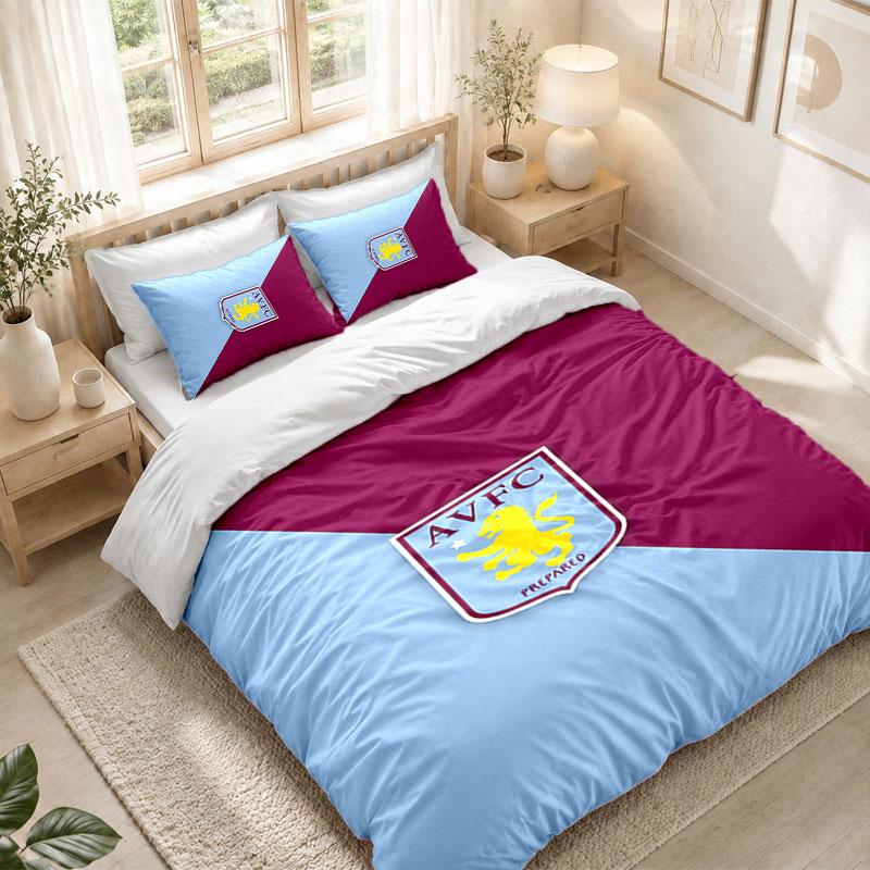 Set Biancheria da Letto 1 Copripiumino 2 Federe Stampa Calcio Aston Villa Camera da Letto Decorazione Casa