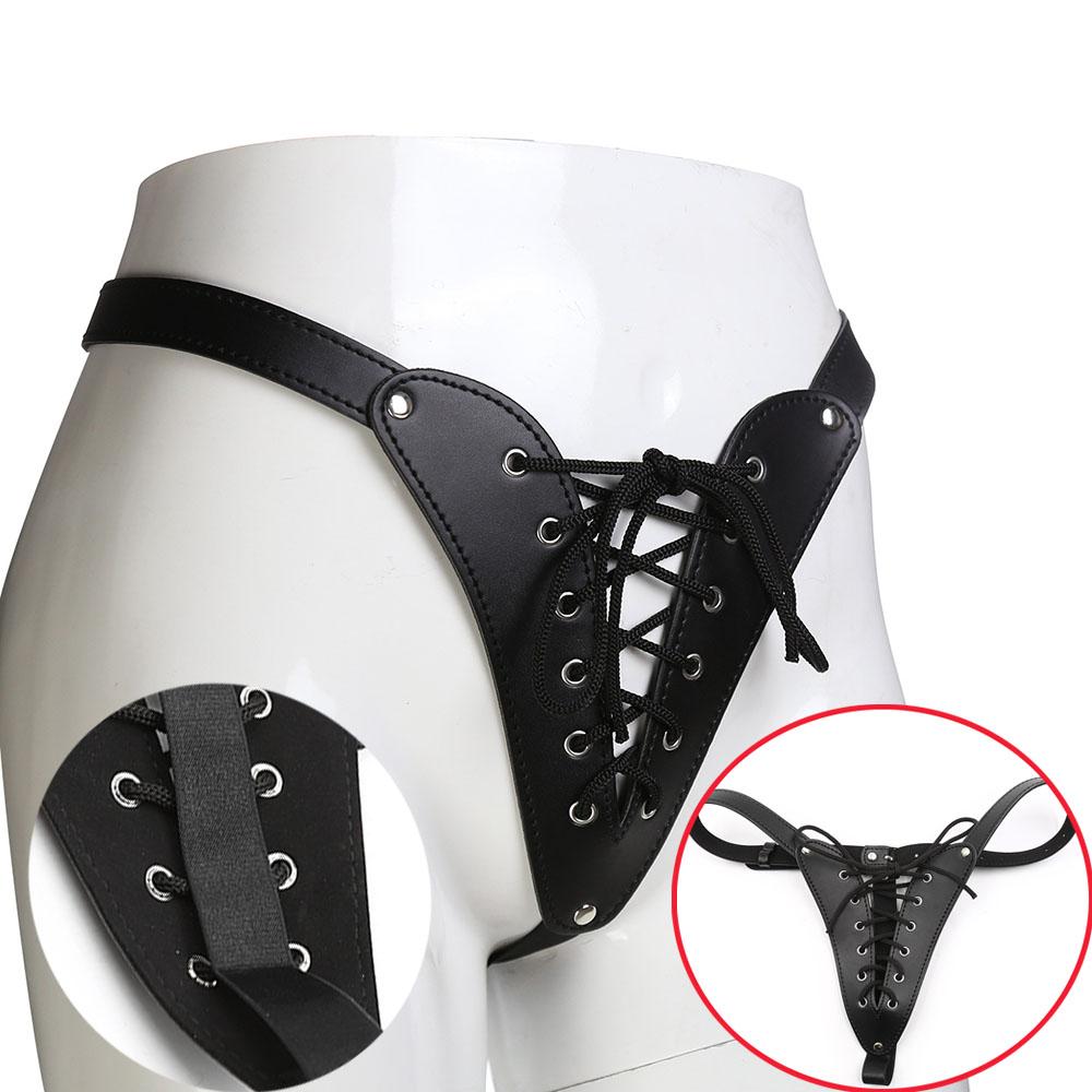 Leather Panties Sex Toys For Woman Chastity Vagina Tied Bondage Panty Queen Thong Underwear Adjust G-Strings Knicker Slave Lingi