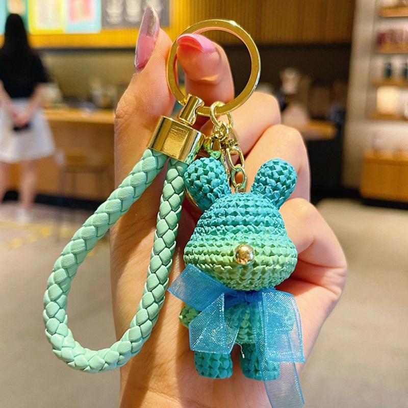 Süßer Kaninchen Schlüsselanhänger Cartoon Farbverlauf Harz Wolle Mode Puppe Paar Tasche Anhänger Schlüsselanhänger Geschenk Für