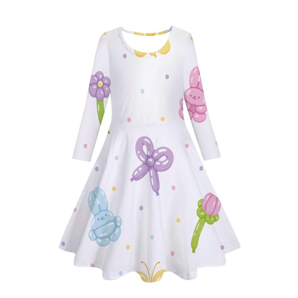 Girls' 3D Balloon Heart Dress Long Sleeve Summer Spring Vacation Daily Holiday Princess Beautiful Sweet Kids 4-12 Years Casual Dress A Line Dress