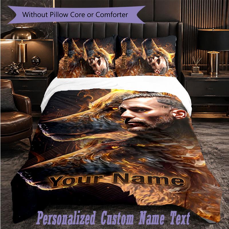 Personalized 3Pcs Bedding SetKontra K Custom Text Duvet Cover Pillowcase Set Bedroom Gift