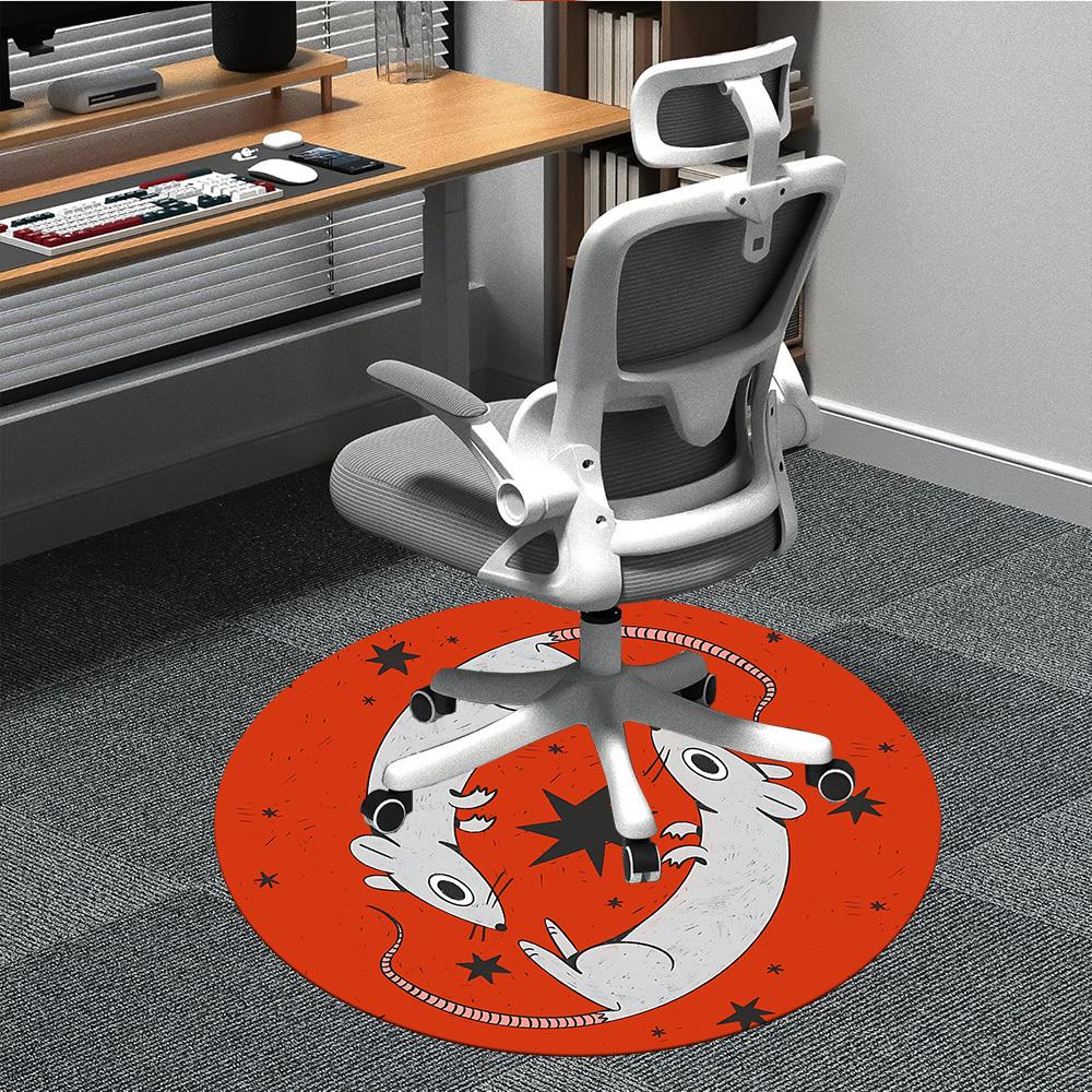 1pc Mouse Zodiac Office Round Area Rug,  Mat Suitable For Office, Under Office Chairs Bedroom Living Room Home Decor, Room Deco