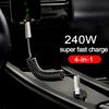 240W 4 IN 1 USB Type C Data Cable Car USB Spring PD Fast Charging Cable for iPhone 15 Samsung Xiaomi 14 Huawei Honor Data Wires