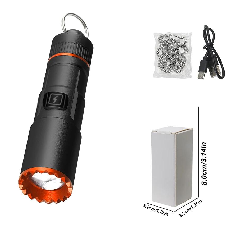 Portable LED Mini Flashlight USB Rechargeable Internal Battery Super Bright Pool Emergency Lighting Portable Keychain Flashlight