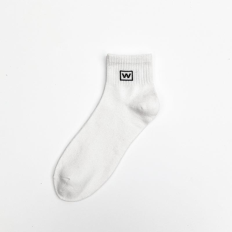Men's Spring and Summer Leisure Simple Solid Color Letter Sports Flat Tube Socks