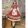 Costumes d'Halloween Nouvelle robe Lolita, Petit Chaperon Rouge en dentelle patchwork, robe mignonne bordeaux