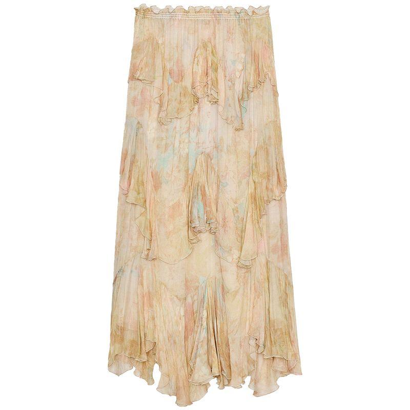 

Zaprha 2025 Summer New Unique Beautiful Irregular Print Laminated Decoration Skirt 3694011 Light yellow L
