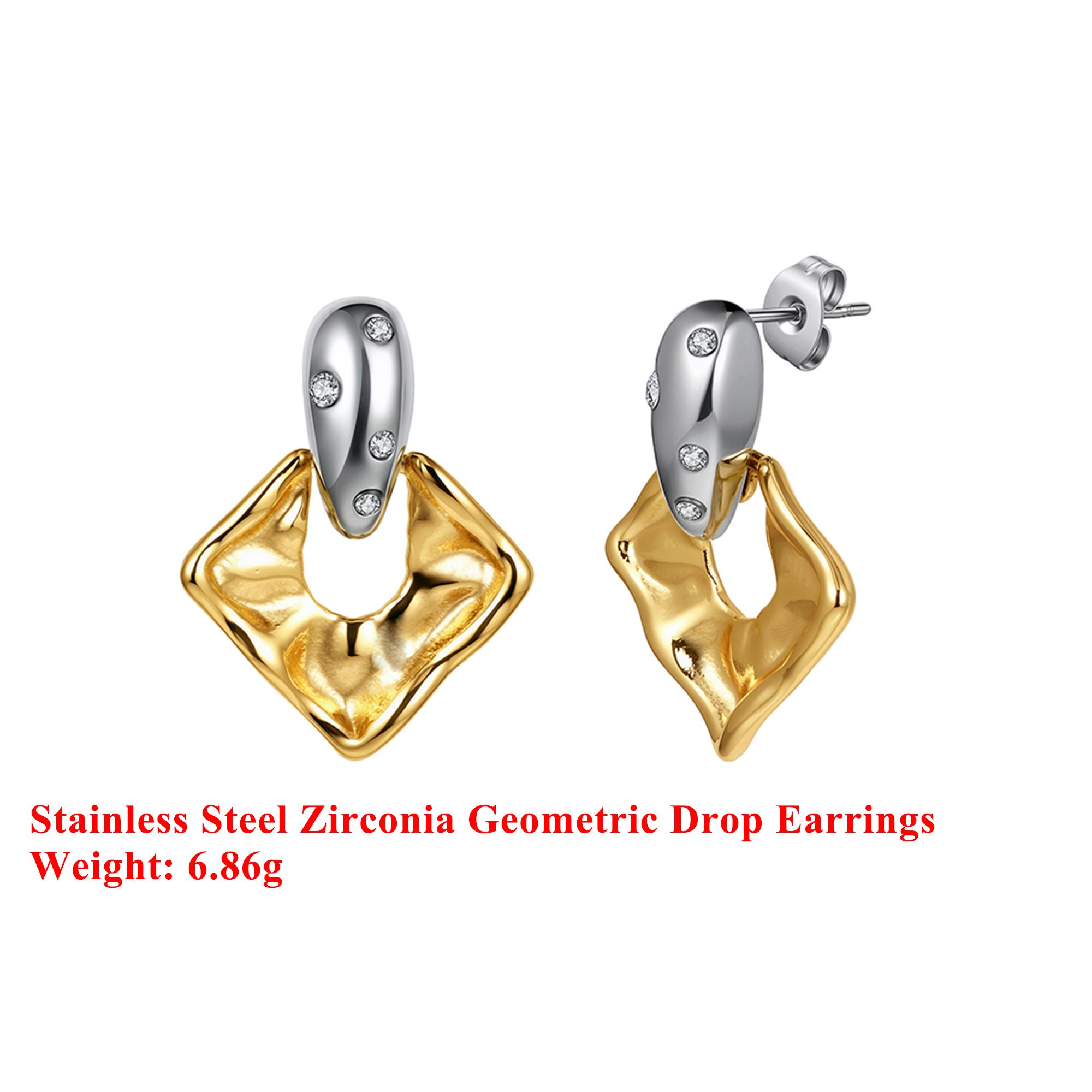 

Effie Queen Stainless Steel 18k Gold Round Cut Zirconia Drop Earrings Simple Jewelry for Women Birthdays Banquet Gift STKE21