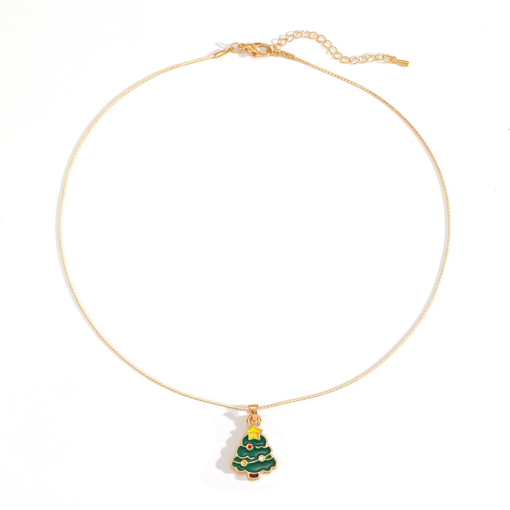 Christmas Necklace Hot-selling Fashion Dripping Oil Snowflake Bell Christmas Tree Pendant Simple Versatile Item