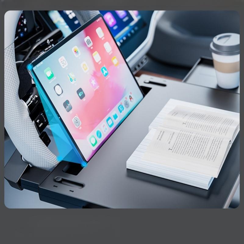 Multi functional universal enlarged car steering wheel desk, car mounted floating dining table, cup holder, car interior office