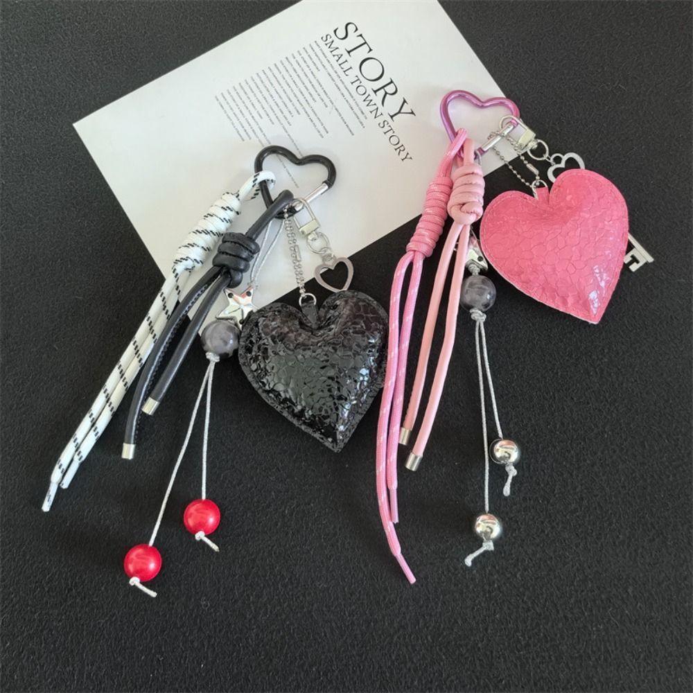 Leather Lovely Heart Key Chain Hanging Handmade Heart Keychain Girls Couple Girlfriends