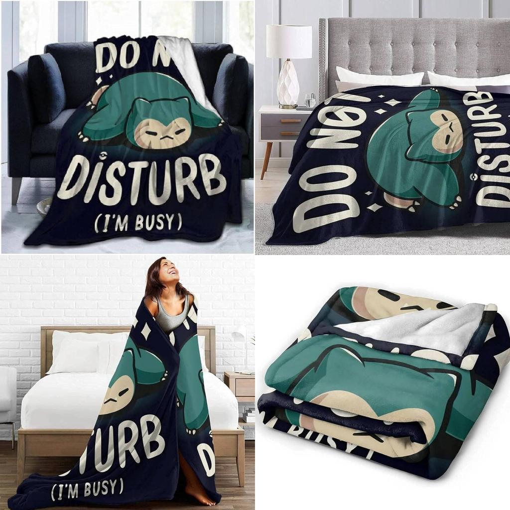 Pokemon Snorlax Cartoon Vzor Flanelová Deka Měkký Plyš Pro Domácí Použití