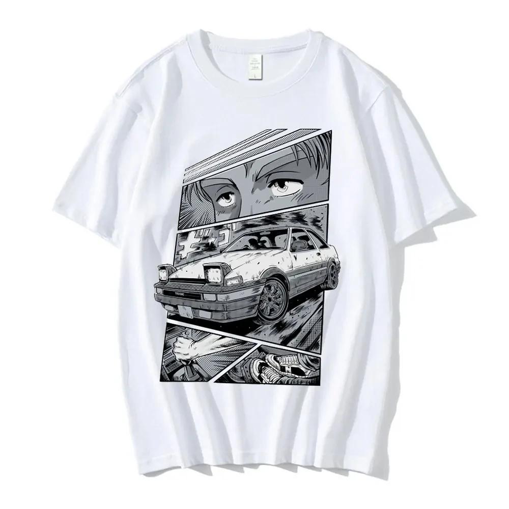 Divertente Maglietta Classica Initial D Girocollo Manica Corta Top Comodo 100% Cotone Estiva da Uomo Piccola Fresca Maglietta Tendenza Moda Maglietta