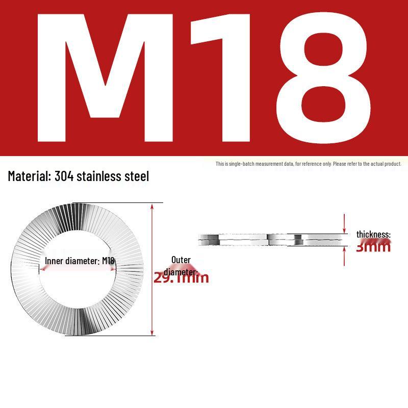 DIN25201 304 Stainless Steel Self-Locking Double Stack Washer, 65Mn Manganese Anti-Loosening, Double-Sided Tooth Layer.