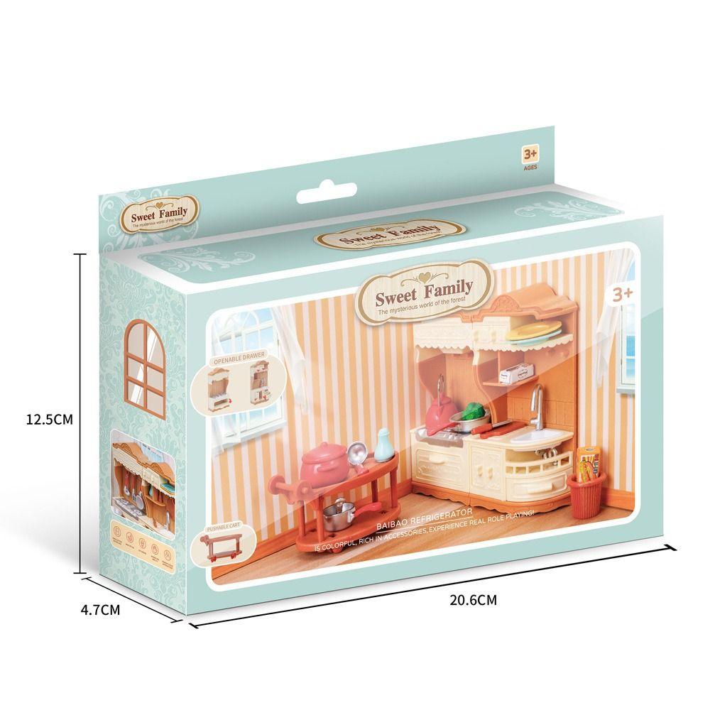For Children Bathroom Dollhouse Furniture Kitchen Cooking Toy Pretend Play Toy Miniature Furniture