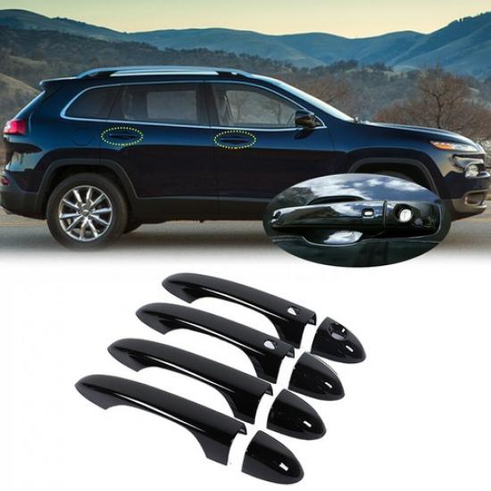 Black Exterior Door Handle Cover Trim Decor For Jeep Cherokee 2014+/Compass 17+