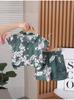 Adorable Boys Hawaiian Floral Shirt And Short Set For Summer Beach Vacation In Soft Cotton