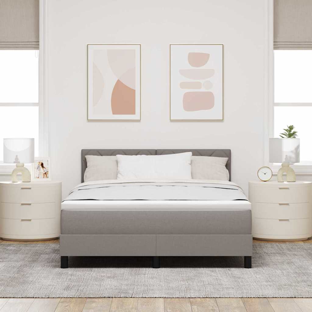 Box Spring Bed with Headboard Taupe 140 x 200 cm Fabric
