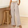 Women's Cotton And Linen Fashion Casual Pocket Drawstring Trousers