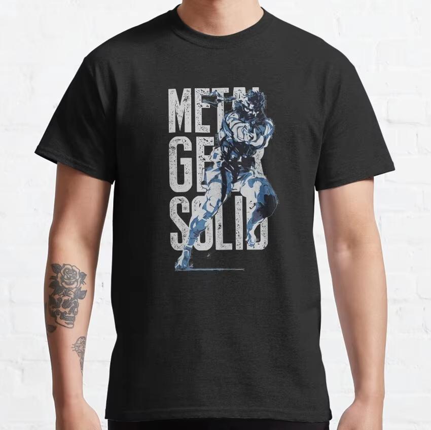 2025 Classic Metal Gear Solid 2: SONS OF LIBERTY Island Maker Men's Solid Color Snake Fox Hunting Game Cotton Round Neck T-shirt