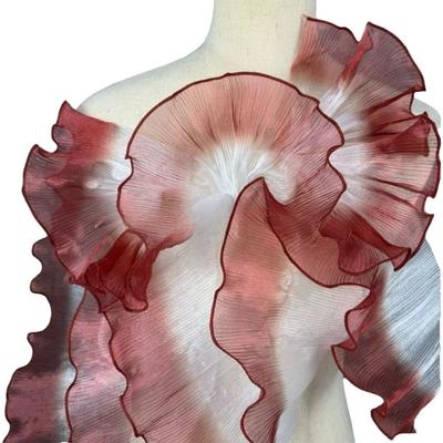 13 Cm X 1 Yard Pleated Fabric Three-Dimensional Pleated Colorful Gradient Crepe Fabric Iridescent Gradient Rose Flower Pattern
