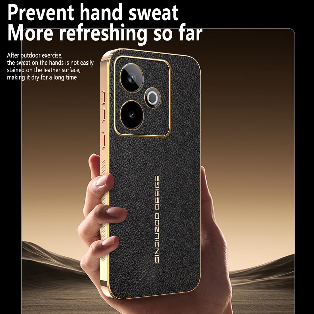 For OPPO Realme GT 7 7 Pro Premium Electroplated Lychee-textured Phone Case That’s Shockproof and Fingerprint-resistant