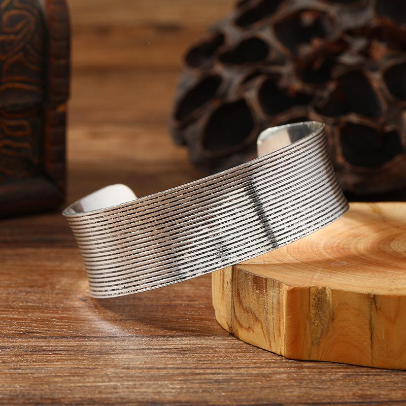 Retro metal wide version open bracelet personalized silver exotic bracelet women's medieval niche accessories