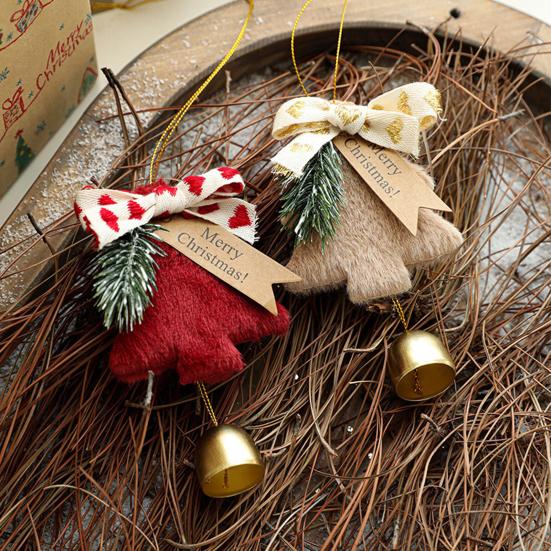 Christmas Wind Chime Ornament Plush Furry Tree Bell Pendant Decorative Doorbell Ornament for Tree Car Home Holiday Decor