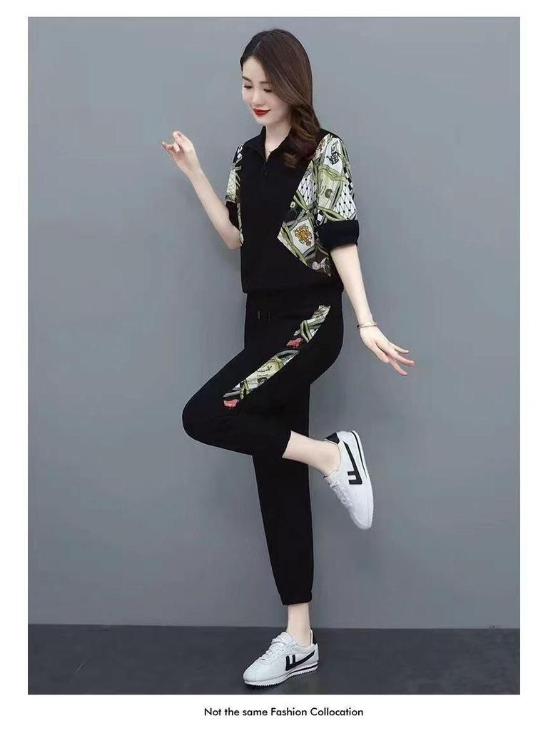 2025 Stylish Korean Summer Tracksuit for Women - Casual Two-Piece Set