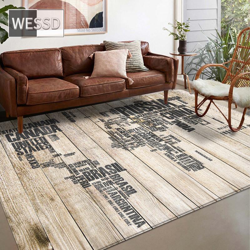 Mote Retro Verdenskart 3D Store tepper Stue Anti-skli Myk Bad Gulvmatte Soverom Nattbordsmatte Sofa Teppe Dørmatte